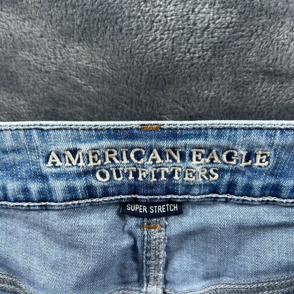 American Eagle Denim Jean Shorts Women 8 Rose Cut Off Hi-Rise Shortie Stretch - Picture 5 of 11